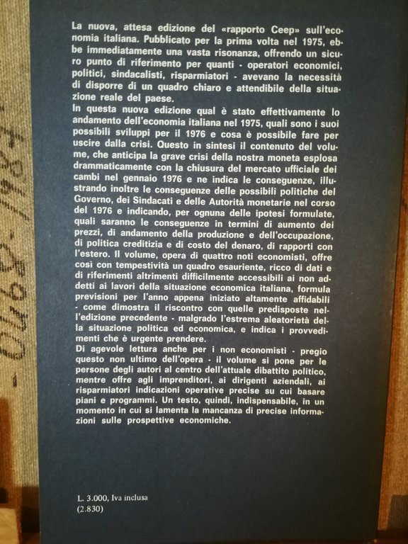 L'economia italiana 1975-77.