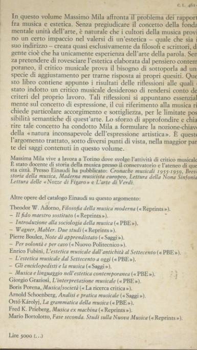 L'esperienza musicale e l'estetica