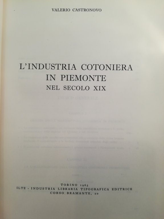 L'industria cotoniera in Piemonte nel secolo XIX.