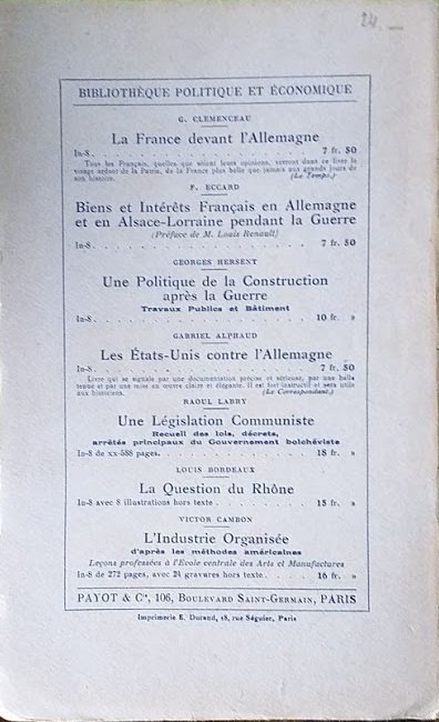 L'industrie Organisée d'après les méthodes américaines