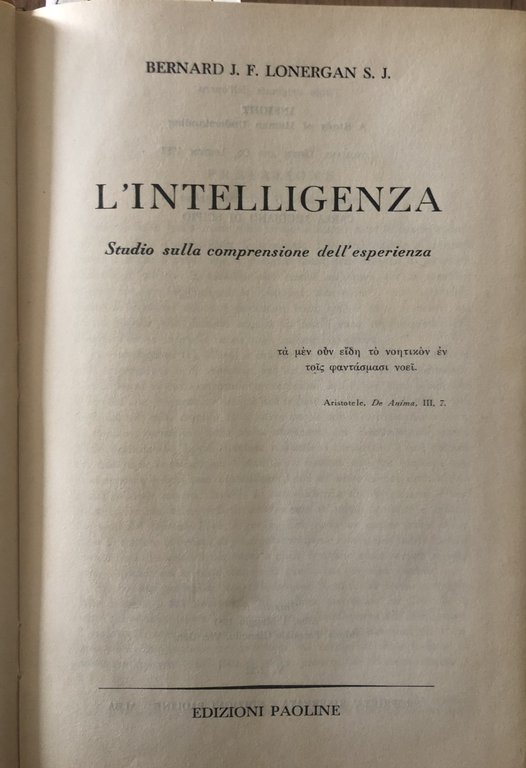 L'intelligenza. Studio sulla comprensione dell'esperienza