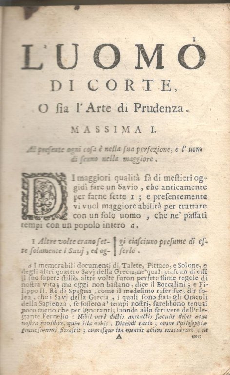 L'Uomo di Corte o sia l'Arte di Prudenza