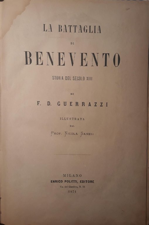 La battaglia di Benevento, Storia del secolo XIII, illustrata dal …