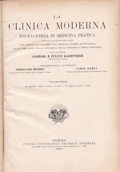 La clinica moderna. Enciclopedia di medicina pratica. (10 volumi)