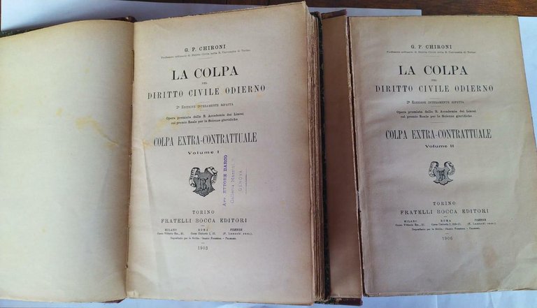 La colpa nel diritto civile odierno. Colpa extra-contrattuale. Volume I-II