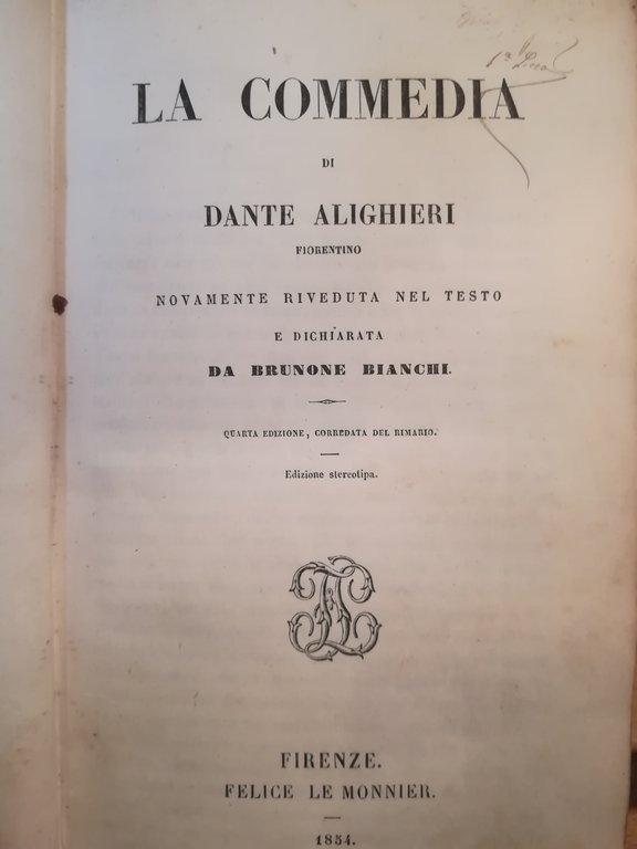 La Commedia. Commento di Brunone Bianchi