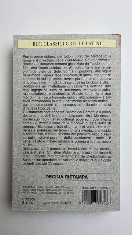 La consolazione della filosofia. Testo latino a fronte