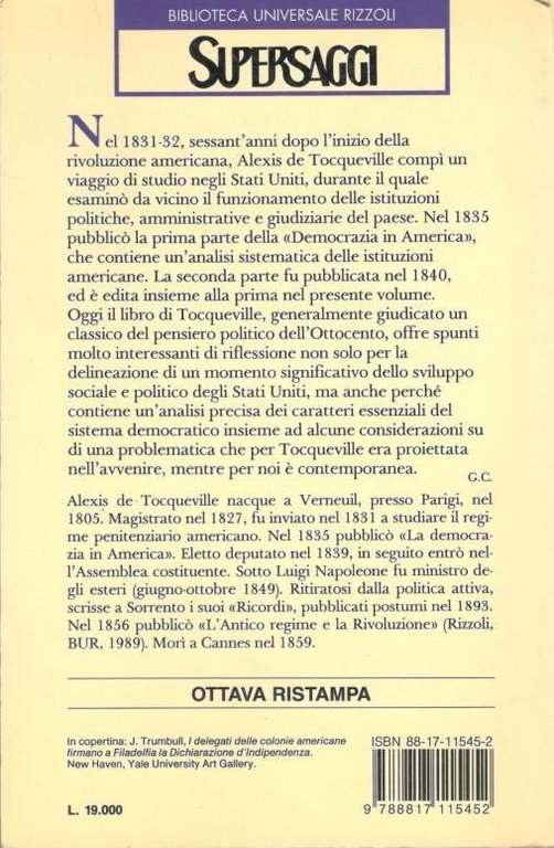 La democrazia in America, un classico del pensiero politico dell'Ottocento