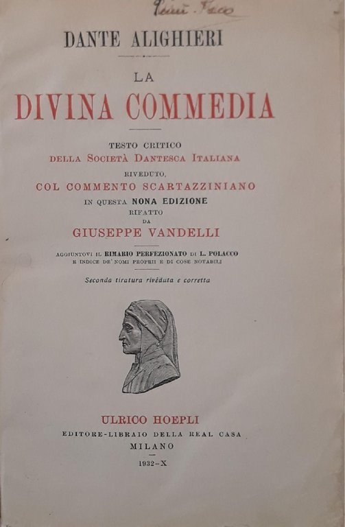 La Divina Commedia: testo critico della società dantesca italiana riveduto …