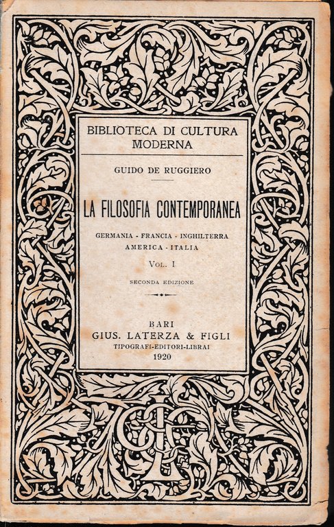 La filosofia contemporanea, vol. 1^