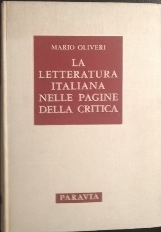 La letteratura italiana nelle pagine della critica