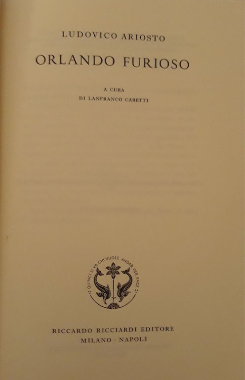 La letteratura italiana Ricciardi: Orlando furioso