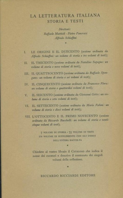 La letteratura italiana. Storia e testi. Volume 21 Torquato Tasso. …