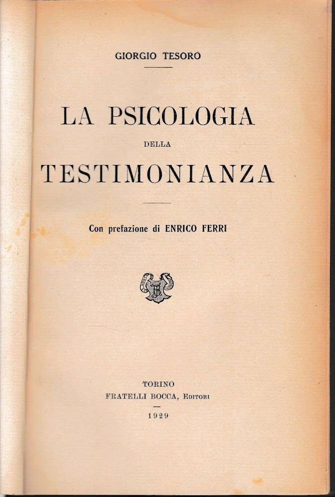 La psicologia della testimonianza.