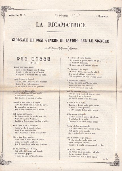La ricamatrice. Giornale di ogni genere di lavoro (...). 22 …