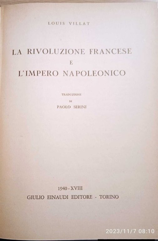 La rivoluzione francese e l'impero napoleonico