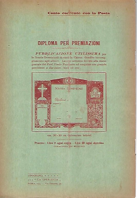 La scuola domenicale. Rivista 1 trimestre. 1 gennaio 1934