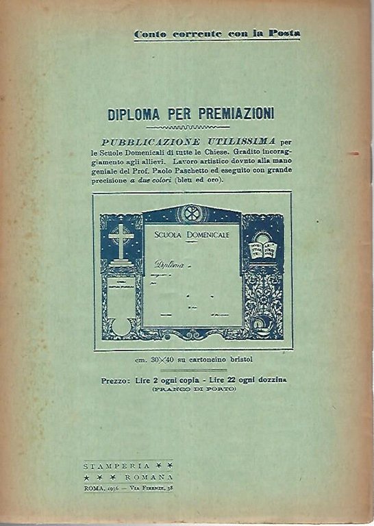 La scuola domenicale. Rivista 4 trimestre. 1 ottobre 1936
