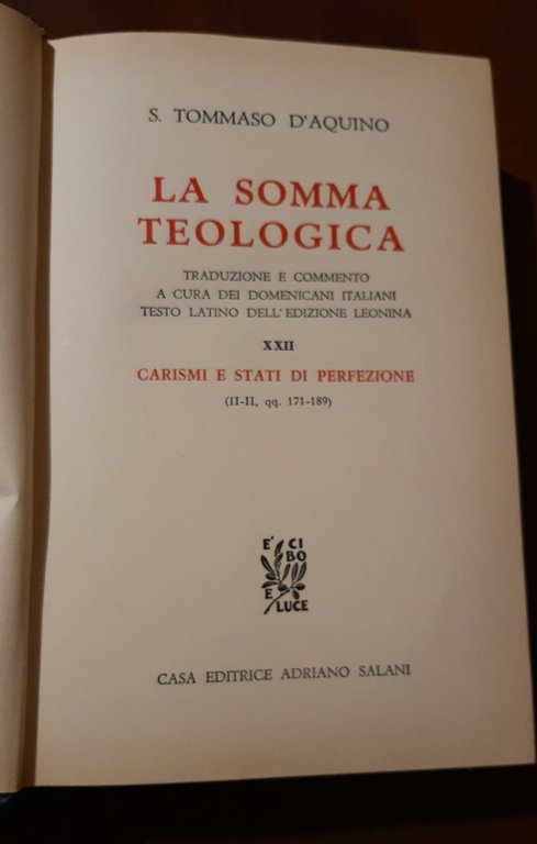 La somma teologica S.Tommaso D'Aquino Carismi e stati di perfezione