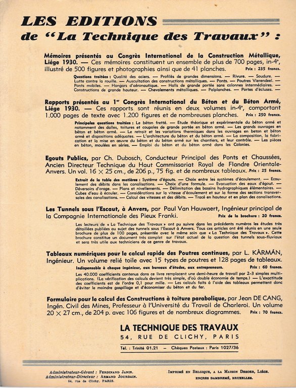 La Tecnique des Travaux. Revue mensuelle des Procédés de Construction … | Immagine Gallery 2