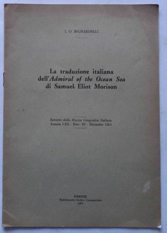 La traduzione italiana  dell'Admiral of the Ocean Sea di S. Eliot Morison (Estratto)