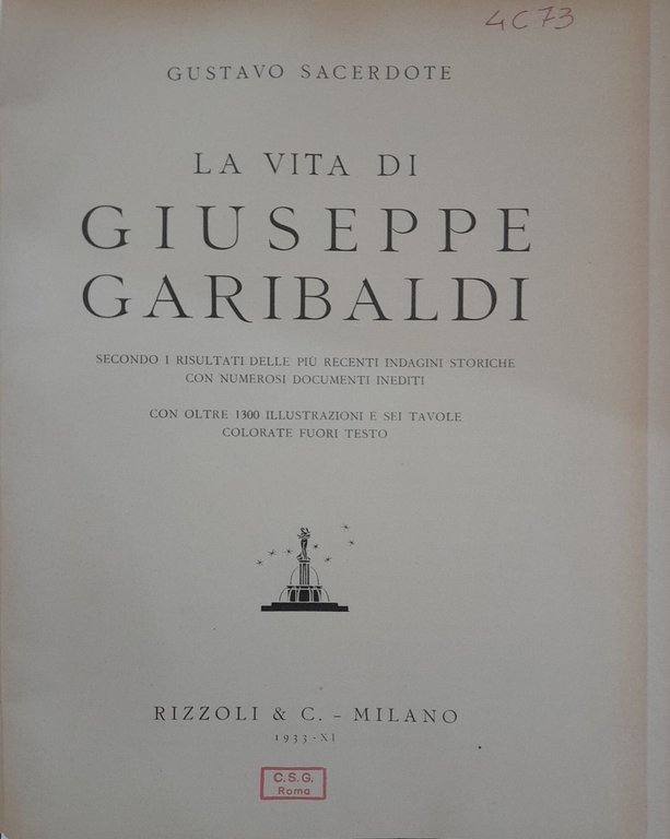 La vita di Giuseppe Garibaldi