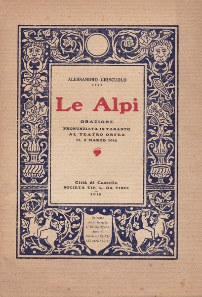 Le Alpi. Orazione pronunziata in Taranto al Teatro Orfeo il …