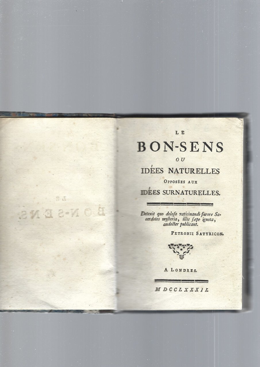 LE BON SENS OU IDEES NATURELLES OPPOSEES AUX IDEES SURNATURELLES | Immagine principale