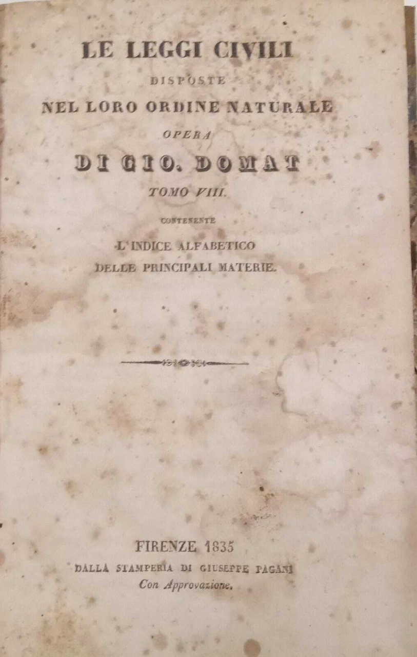 Le leggi civili disposte nel loro ordine naturale (tomo VIII) | Immagine principale