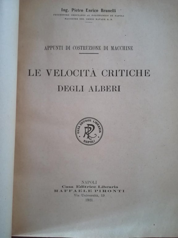 Le velocità critiche degli alberi