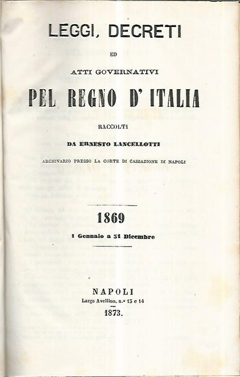 Leggi, decreti ed atti governativi pel Regno d'Italia. 1869 1 … | Immagine Gallery 3