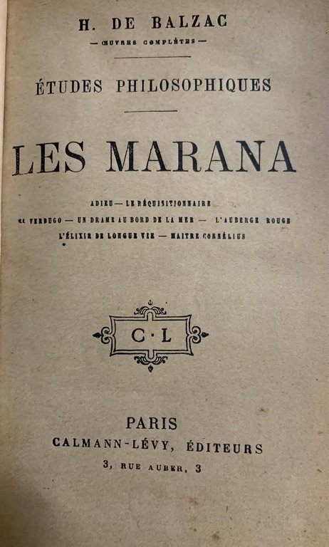 Les marana. Etudes philosophiques