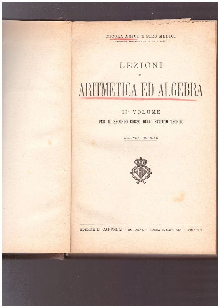 Lezioni di aritmetica ed algebra. II Volume | Immagine principale