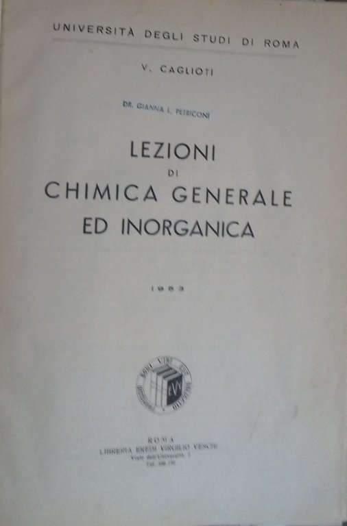 Lezioni di chimica generale ed inorganica