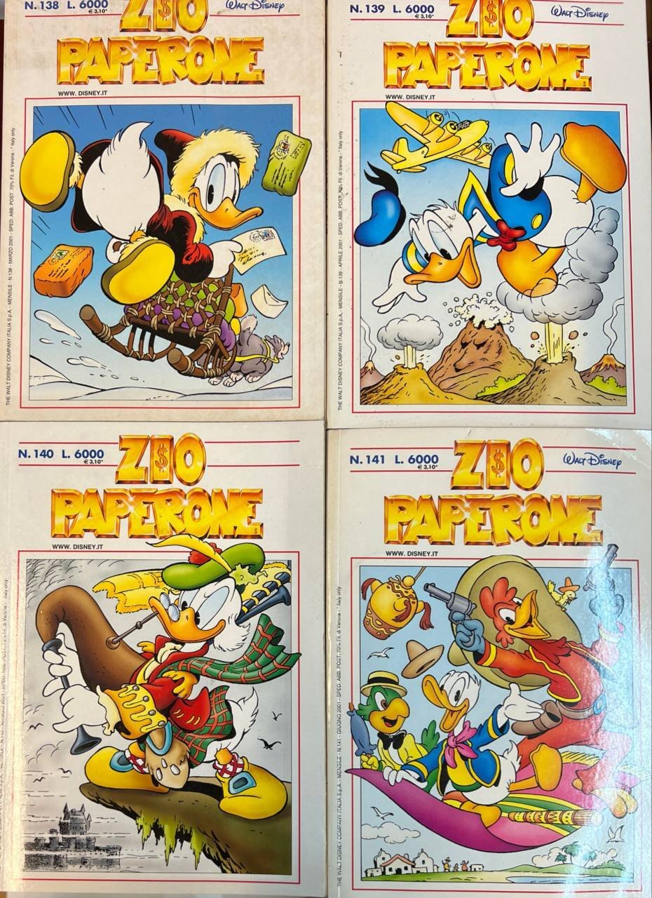 Lotto 4 fumetti Zio Paperone (n^ 138-139-140-141).