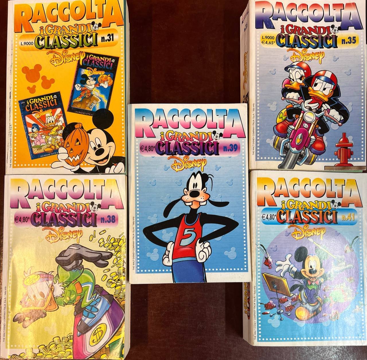 Lotto 5 volumi Raccolta I Grandi Classici Disney (n^ 31-35-38-39-41).