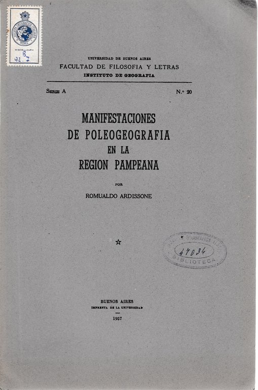 Manifestaciones de Poleogeografia en la region Pampeana serie A n. …