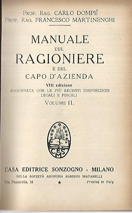 Manuale del ragioniere e del capo d'azienda. Vol 2