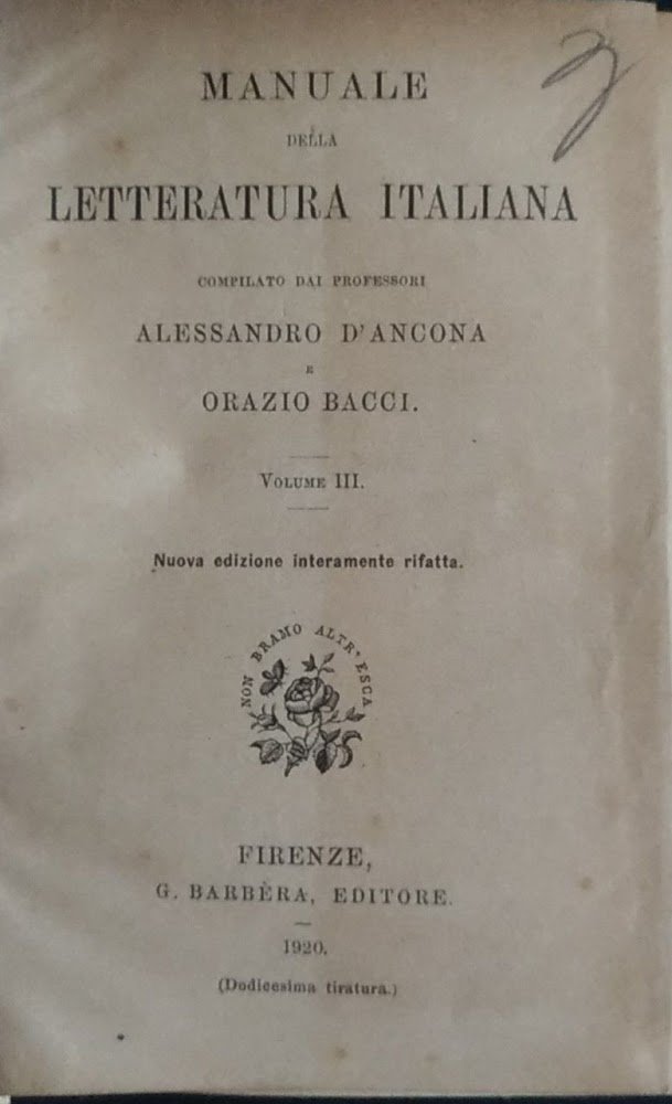 Manuale della letteratura italiana volume III