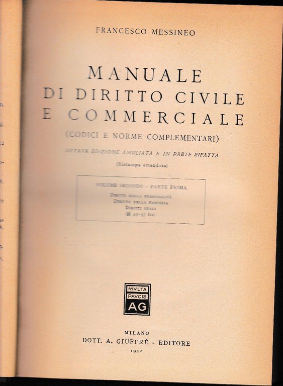 Manuale di Diritto Civile e Commerciale (codici e norme complementari) …