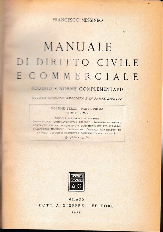 Manuale di diritto civile e commerciale, vol. 3^ - parte …