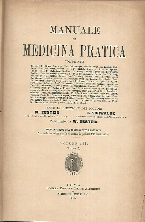 Manuale di medicina pratica. Volume III. Parte I