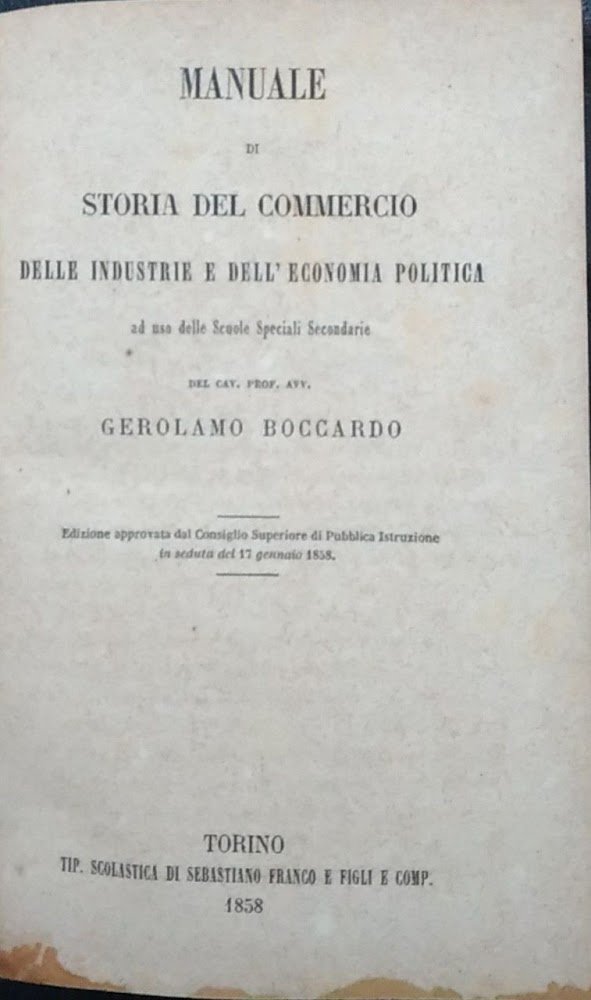 Manuale di storia del commercio delle industrie e dell'economia politica | Immagine principale