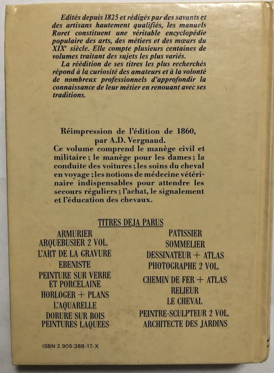 Manuels-Roret. Nouveau Manuel complet d'Équitation a l'usage des deux sexes.