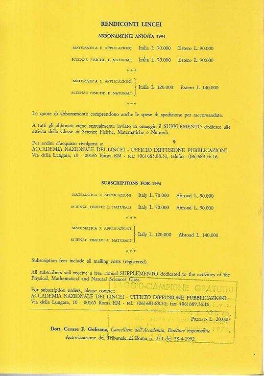 Matematica e applicazioni. Serie IX- Volume V- Fascicolo 4. Rendiconti …