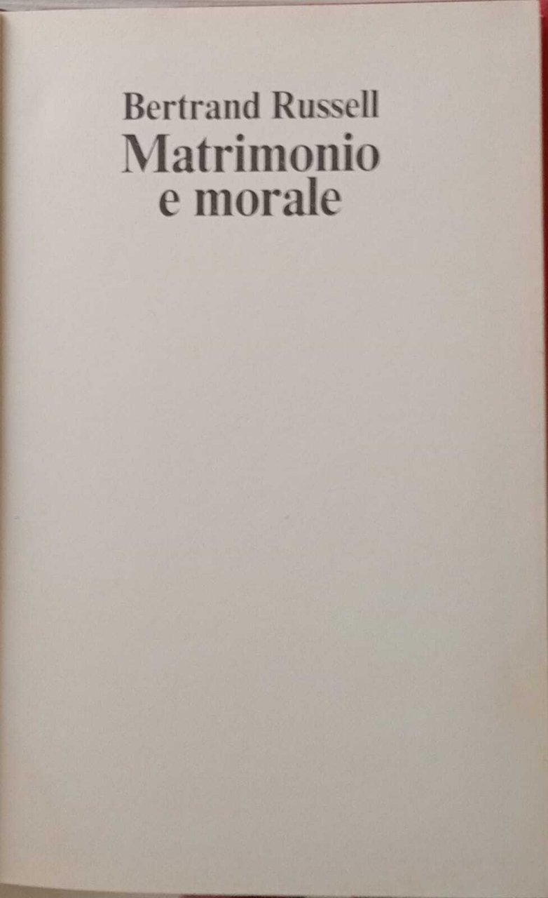 Matrimonio e morale. | Immagine principale