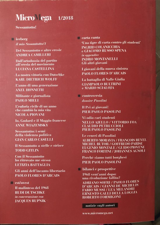 MicroMega. Sessantotto! Per una sinistra illuminista.