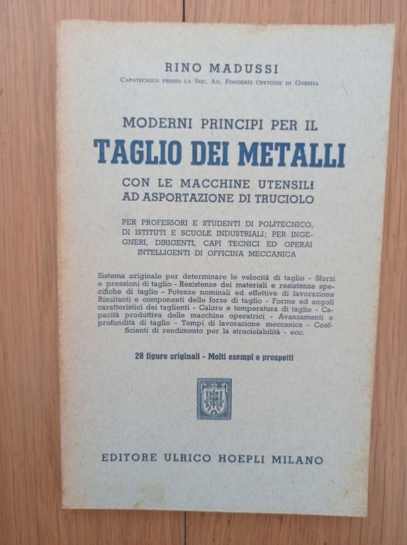 Moderni principi per il taglio dei metalli con le macchine …