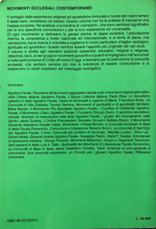 Movimenti ecclesiali contemporanei.