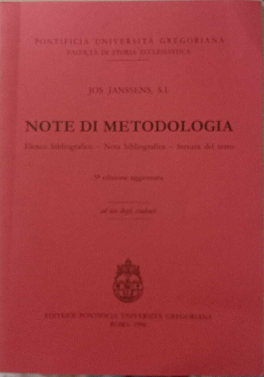 Note di metodologia. | Immagine principale